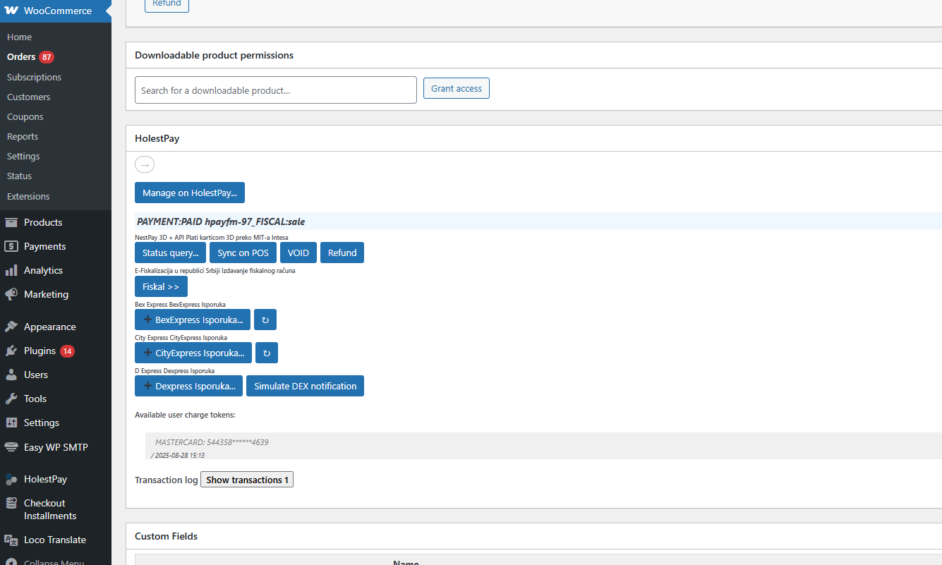 HolestPay box in order details