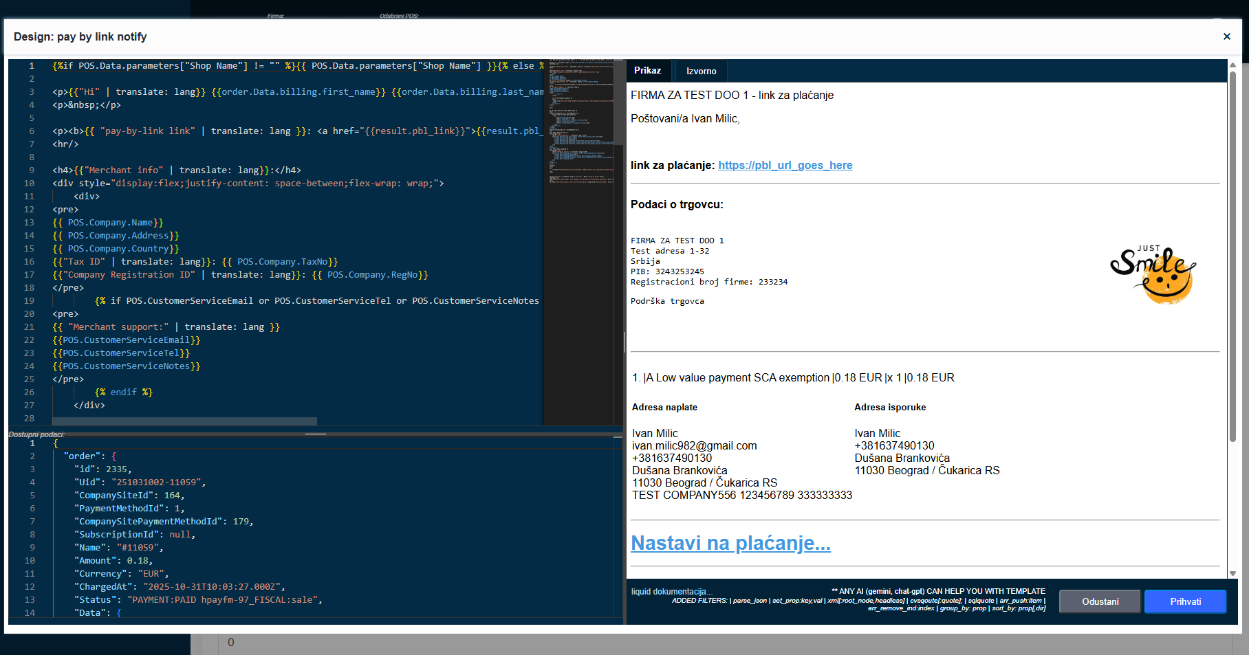 Email template editor