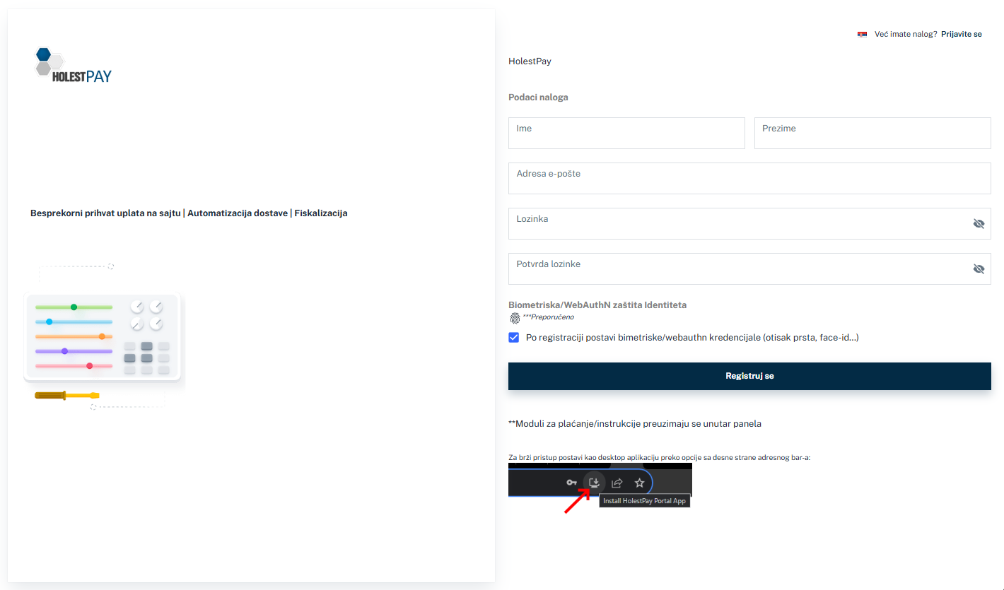 HolestPay registration form